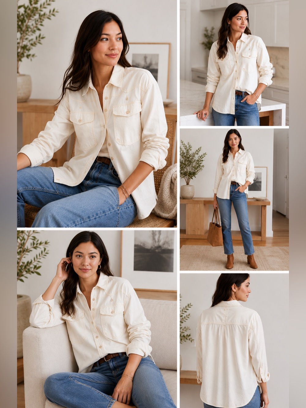 Madewell Ivory Utility Shirt Jacket Cotton Button Up Pocket Overshirt Small